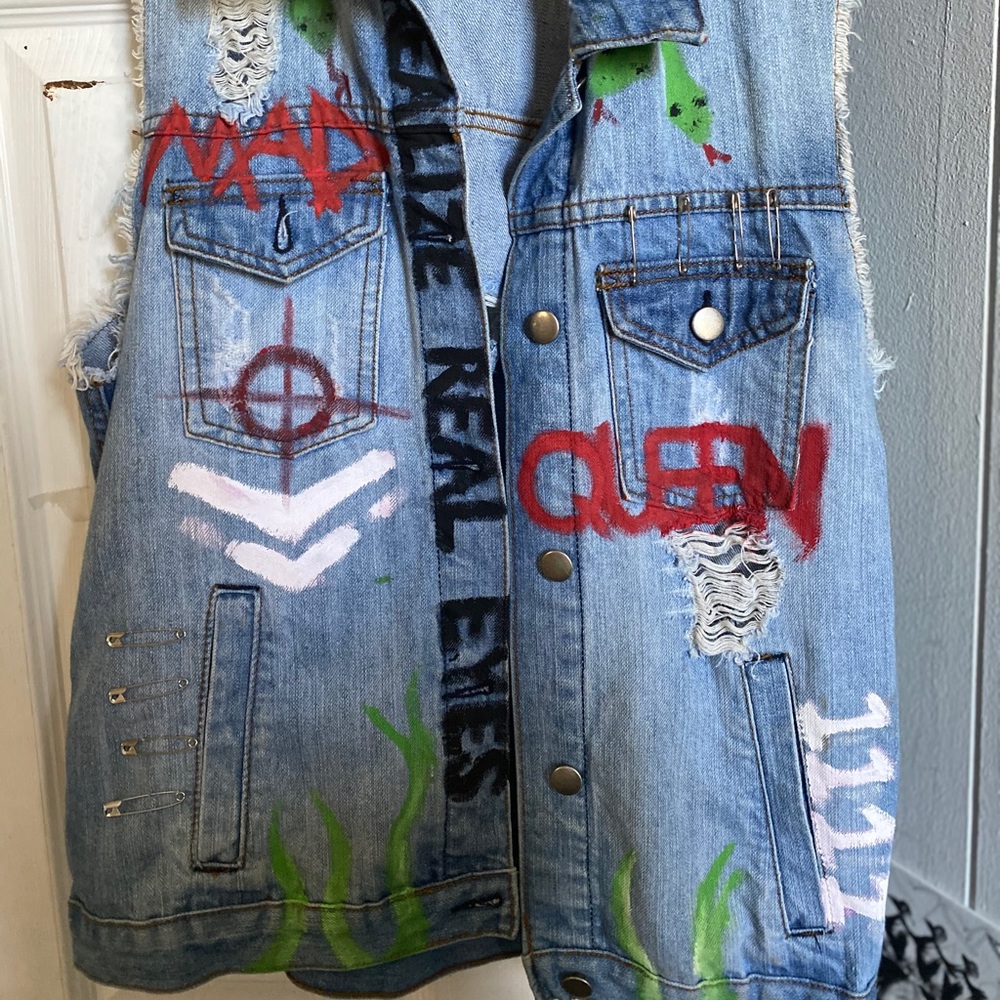 Customized denim vest recycled from forever 21